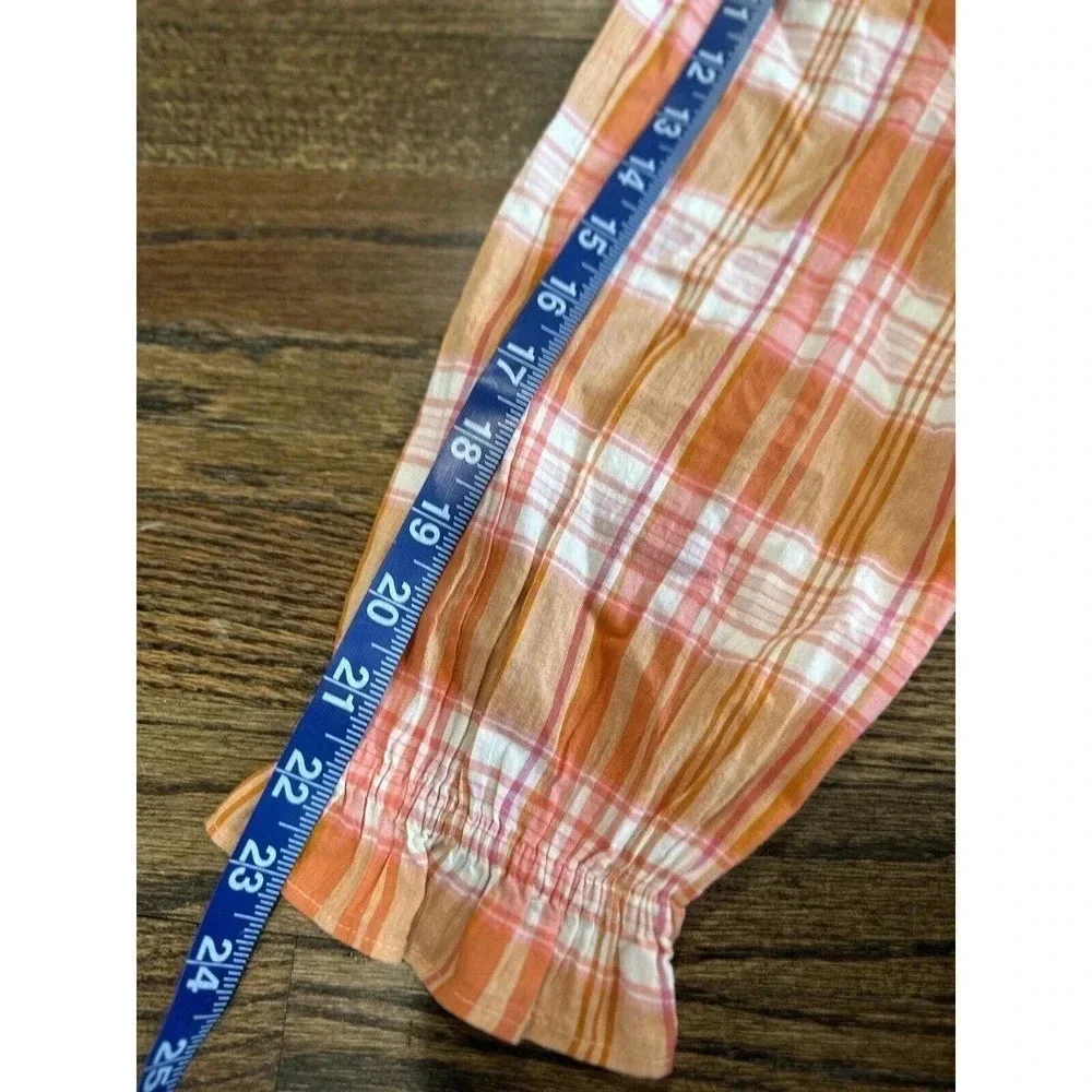 NWT J. Crew Smocked-neck Women's top in Spring plaid Color Size XS 2771